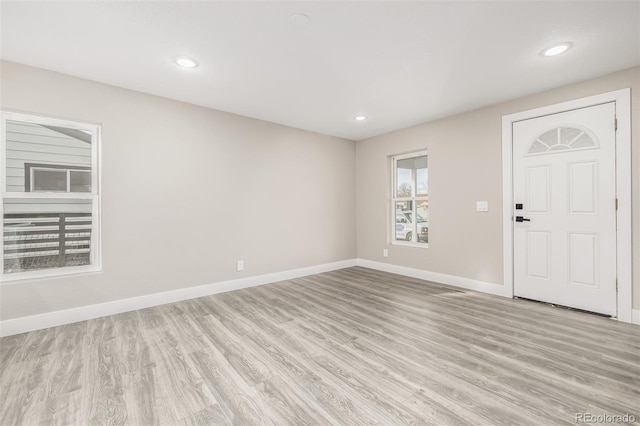 interior space with light hardwood / wood-style floors