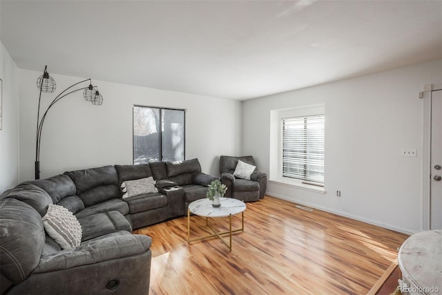 living room with hardwood / wood-style flooring