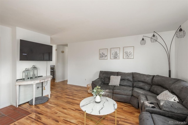 living room with light wood-type flooring