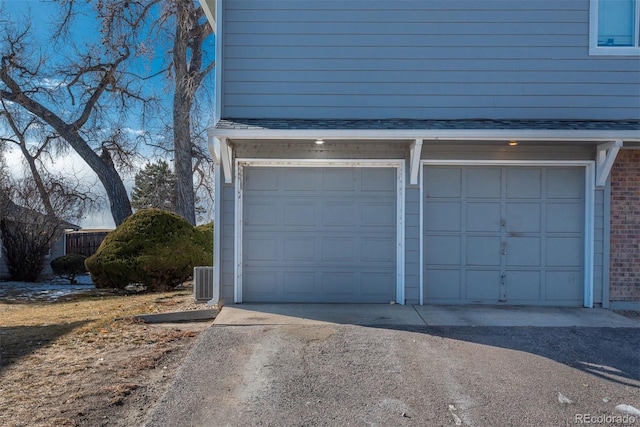 garage featuring central AC unit