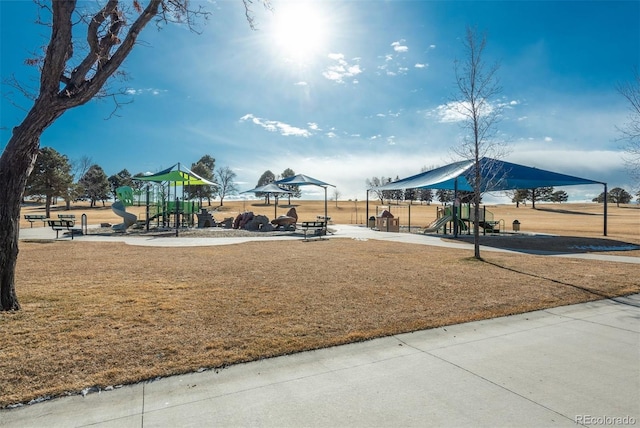 view of playground with a yard