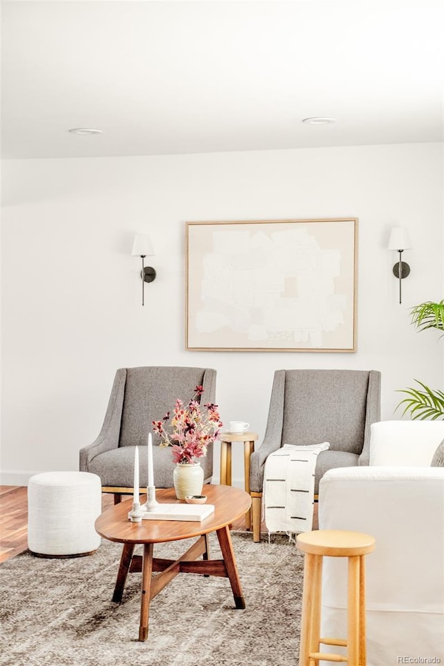 living area featuring wood finished floors