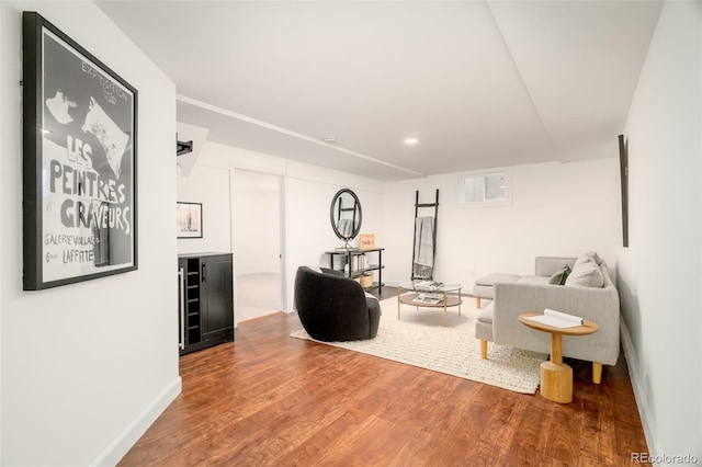 living area with wood finished floors