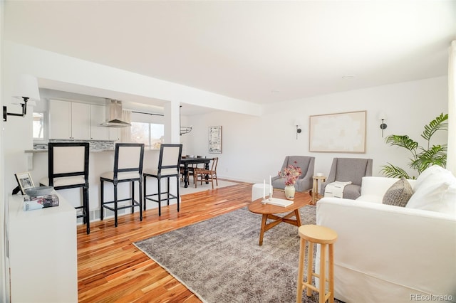 living room featuring light wood finished floors