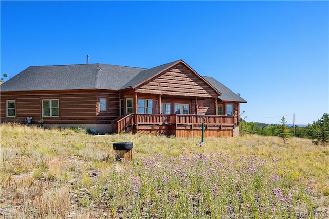 114 Round Hill Rd, Fairplay, CO 80440 - rear view of property with a deck and a shingled roof