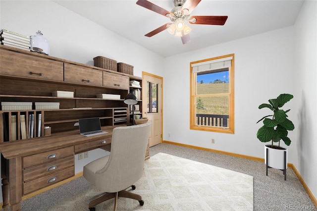 114 Round Hill Rd, Fairplay, CO 80440 - home office with light carpet and ceiling fan