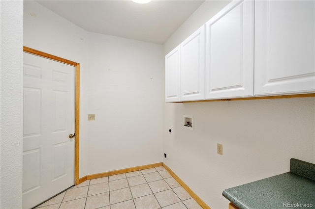 114 Round Hill Rd, Fairplay, CO 80440 - laundry room featuring washer hookup, electric dryer hookup, cabinet space, and light tile patterned floors