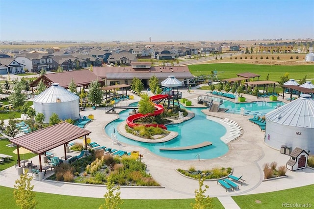 1766 Country Sun Dr, Windsor, CO 80550 - view of swimming pool with a gazebo and a residential view