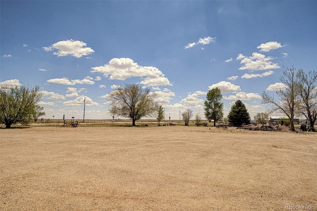 view of yard with a rural view