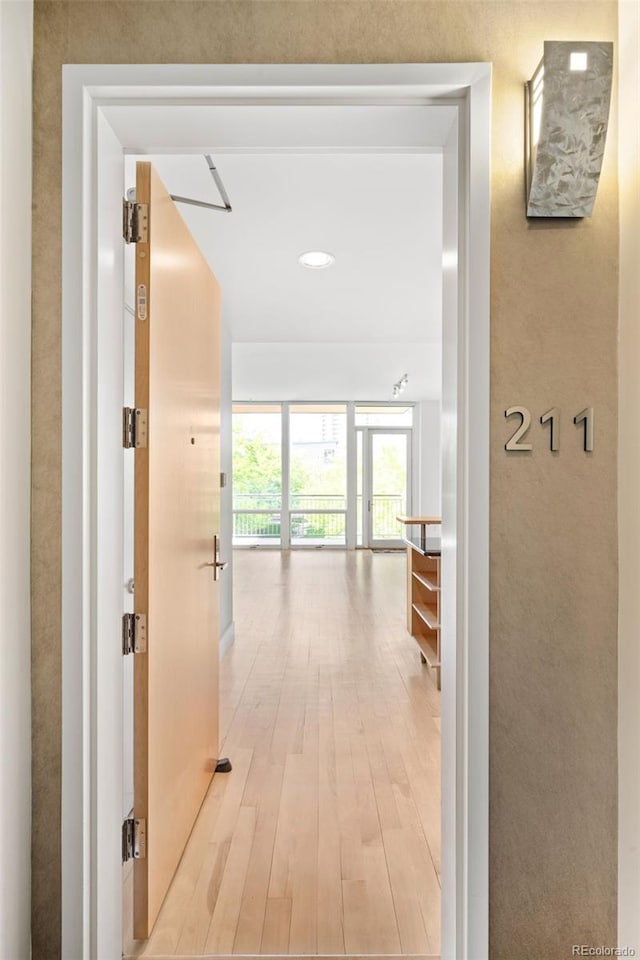 hallway with light wood finished floors