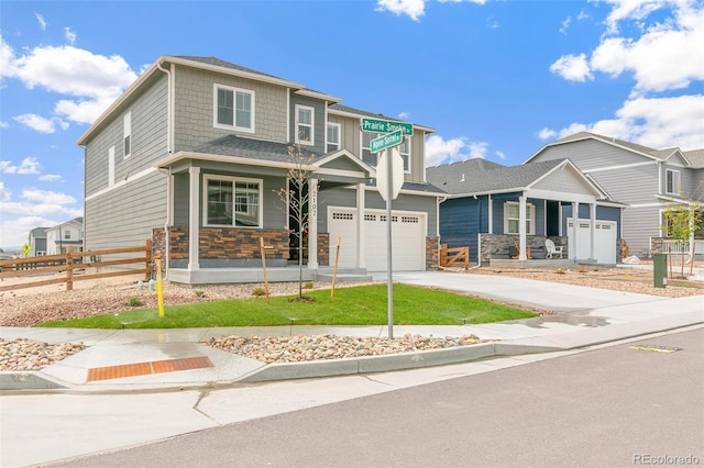 craftsman-style house with a garage