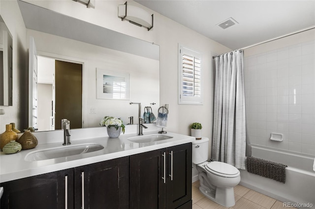 14110 Pastel Ln, Parker, CO 80134 - full bath with double vanity, shower / bathtub combination with curtain, healthy amount of natural light, and tile patterned flooring