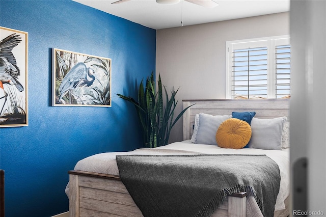 14110 Pastel Ln, Parker, CO 80134 - bedroom featuring ceiling fan and a textured wall