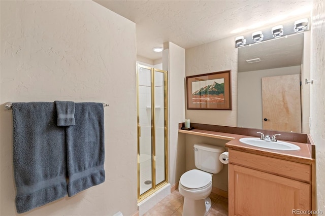 1508 Berino Ct Unit C, Frisco, CO 80443 - full bathroom with a shower stall, vanity, tile patterned floors, and a textured ceiling