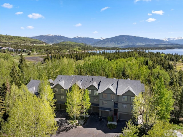 1508 Berino Ct Unit C, Frisco, CO 80443 - aerial view of property and surrounding area with a water and mountain view and a forest