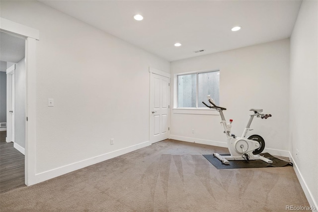 2746 Geneva St, Denver, CO 80238 - workout area featuring recessed lighting and carpet