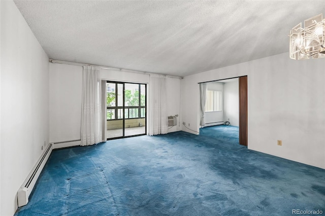 13890 E Marina Dr Unit 304, Aurora, CO 80014 - unfurnished room with a textured ceiling, carpet floors, a chandelier, and a baseboard radiator