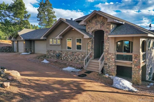 view of front of house with a garage