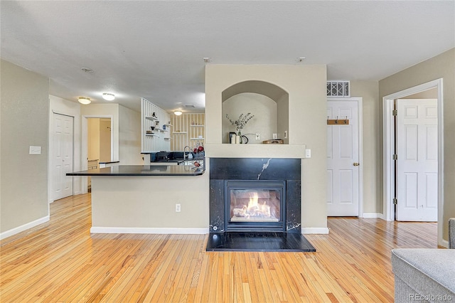 interior space featuring hardwood / wood-style floors and sink