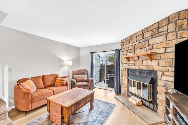 living room featuring light wood-style flooring