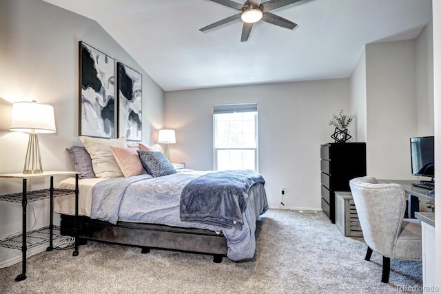 19804 Summerset Ln, Parker, CO 80138 - carpeted bedroom with lofted ceiling and ceiling fan