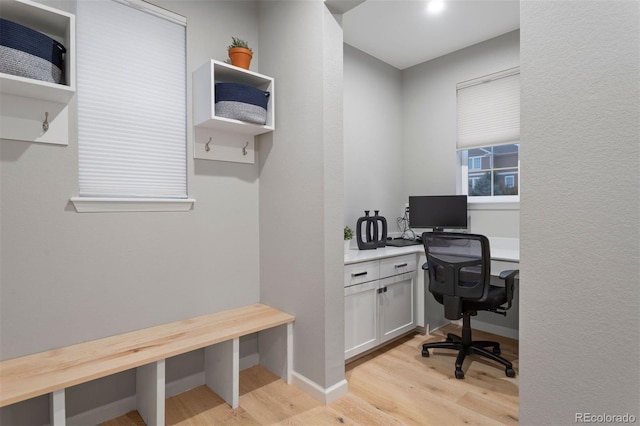 office area with light wood-type flooring