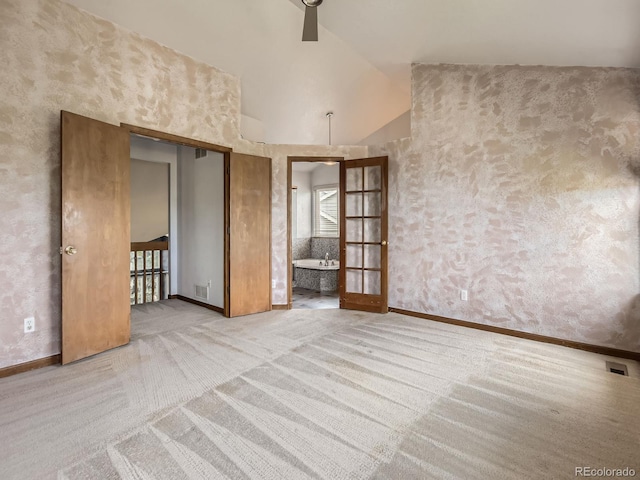9412 La Quinta Way, Lone Tree, CO 80124 - carpeted empty room with vaulted ceiling, baseboards, and a ceiling fan