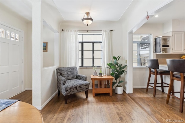 living area featuring light wood-type flooring