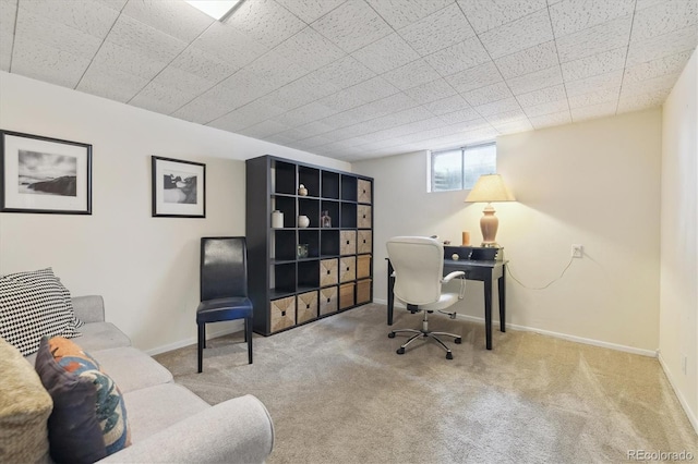 office area with light carpet