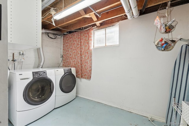 clothes washing area featuring washing machine and clothes dryer