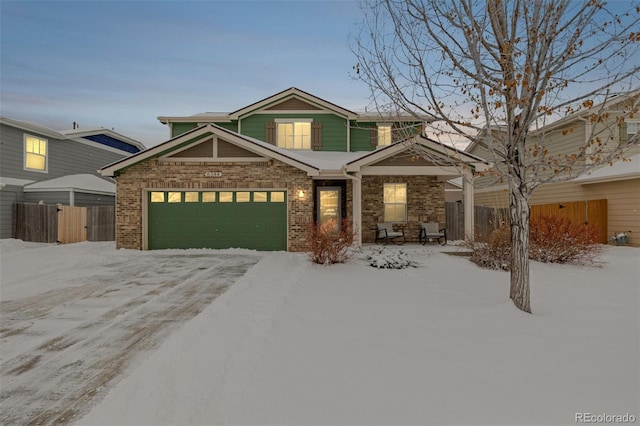 craftsman inspired home with a garage