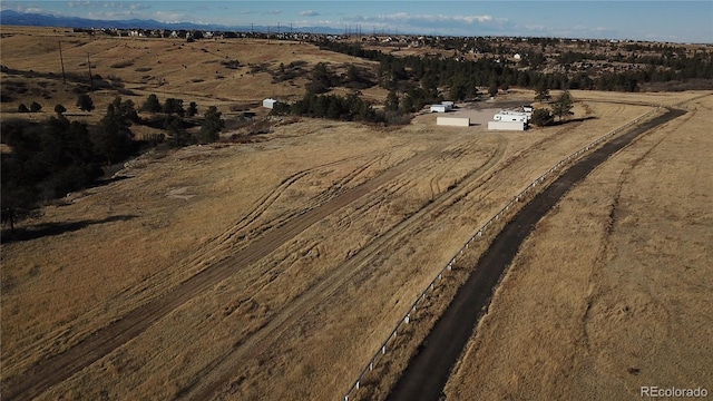 drone / aerial view with a rural view