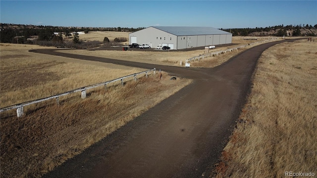 view of street with a rural view