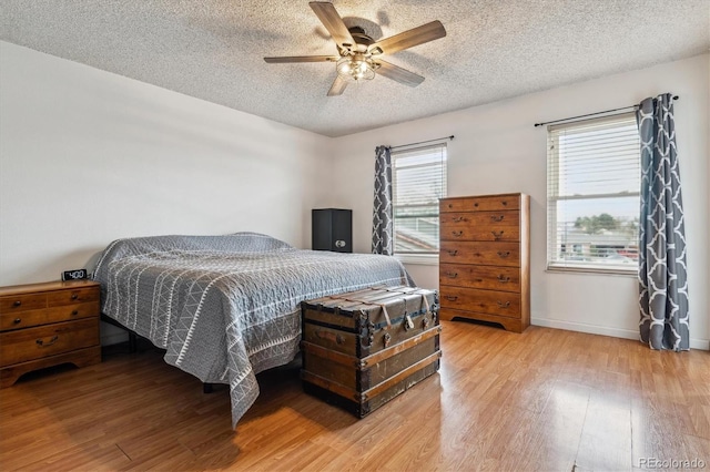 16533 E Baker Pl, Aurora, CO 80013 - bedroom with light wood finished floors, a textured ceiling, and a ceiling fan