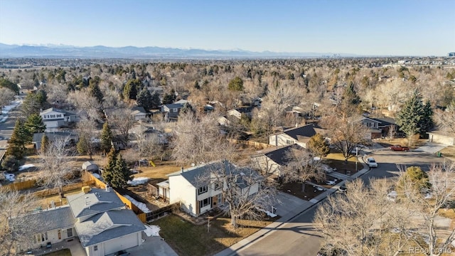 bird's eye view with a mountain view