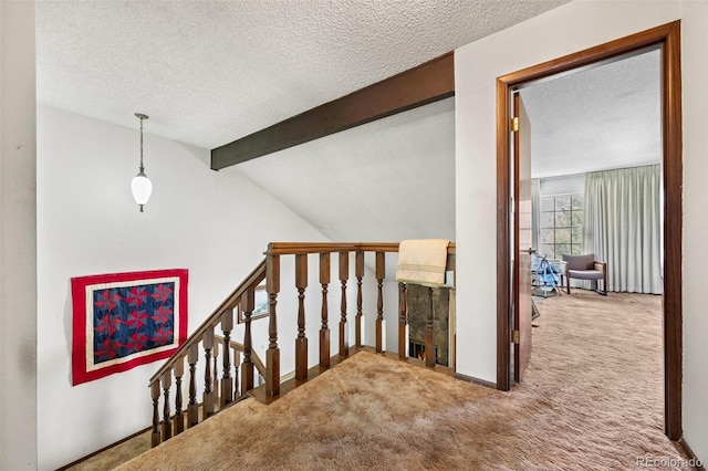 2742 S Xanadu Way, Aurora, CO 80014 - stairway featuring carpet flooring, a textured ceiling, and baseboards