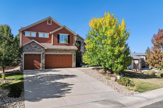 craftsman house with a garage