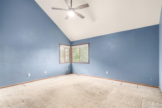 5421 S Vivian St, Littleton, CO 80127 - unfurnished room featuring carpet floors, a ceiling fan, lofted ceiling, and baseboards
