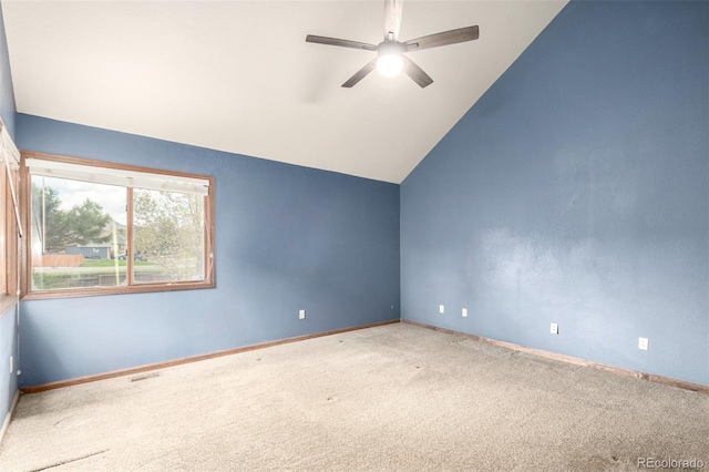 5421 S Vivian St, Littleton, CO 80127 - carpeted spare room featuring ceiling fan, lofted ceiling, and baseboards