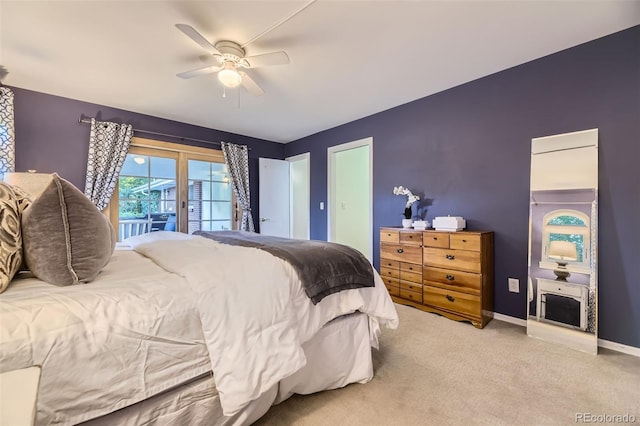5857 S Logan Ct, Centennial, CO 80121 - bedroom with light colored carpet, access to outside, and a ceiling fan