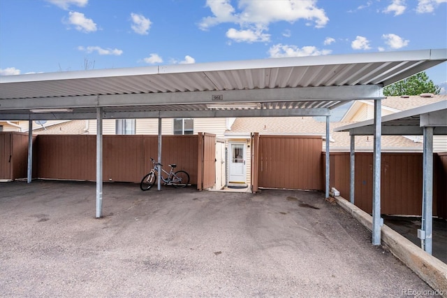 view of covered parking lot
