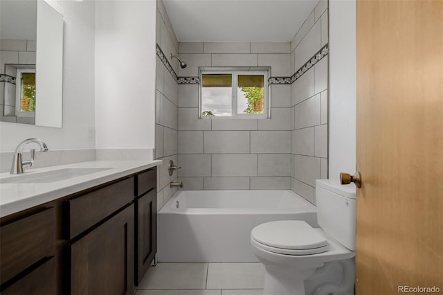 6994 Teller Ct, Arvada, CO 80003 - bathroom featuring vanity, shower / tub combination, and tile patterned floors
