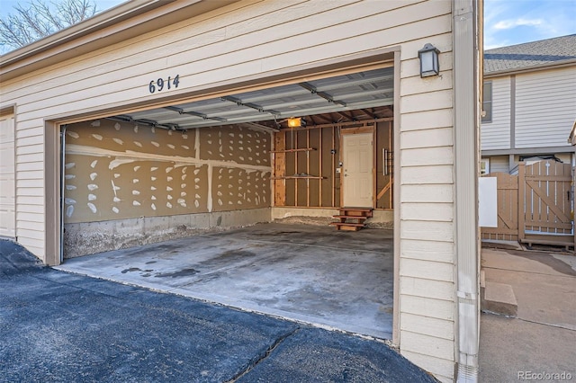 garage with a garage door opener