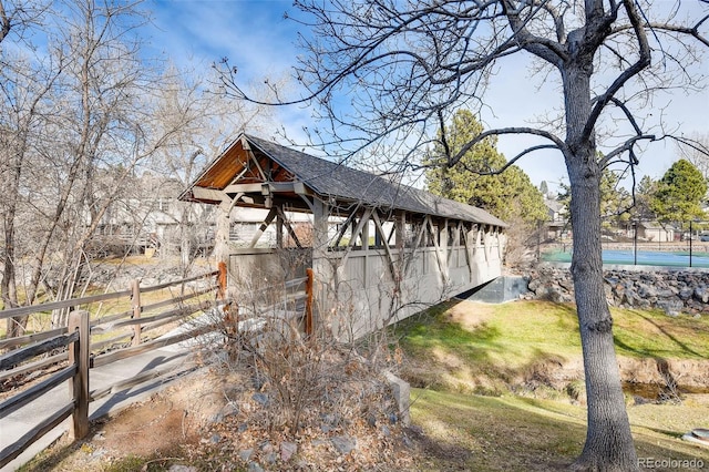 exterior space featuring fence