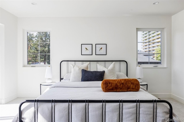 3362 W 32nd Ave, Denver, CO 80211 - bedroom featuring carpet floors, baseboards, multiple windows, and recessed lighting