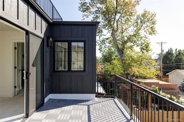 property entrance with a balcony