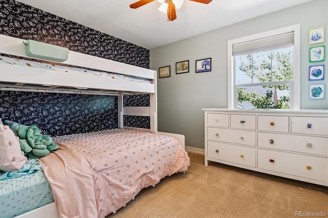 8695 E 49th Pl, Denver, CO 80238 - bedroom with light carpet and ceiling fan