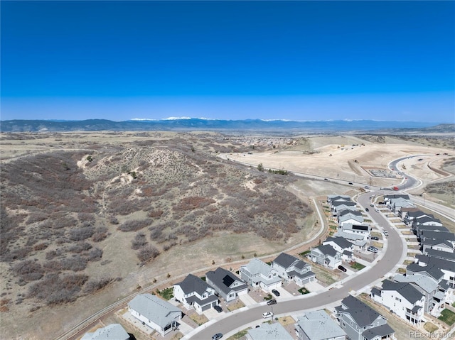 aerial view featuring a residential view and a mountain view