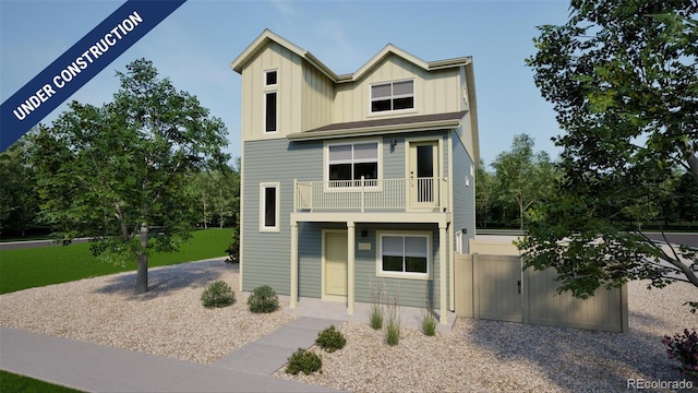 46534 Avery Ln, Bennett, CO 80102 - view of front of property with a balcony and board and batten siding