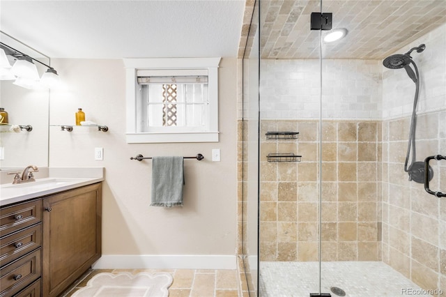 315 S Franklin St, Denver, CO 80209 - bathroom with a stall shower, vanity, and baseboards